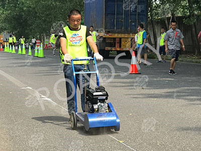 RS-8 Road Marking Cleaning Machine Working On-Site