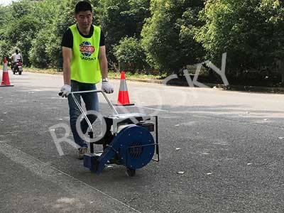 Road Marking Air Blower Working On-Site